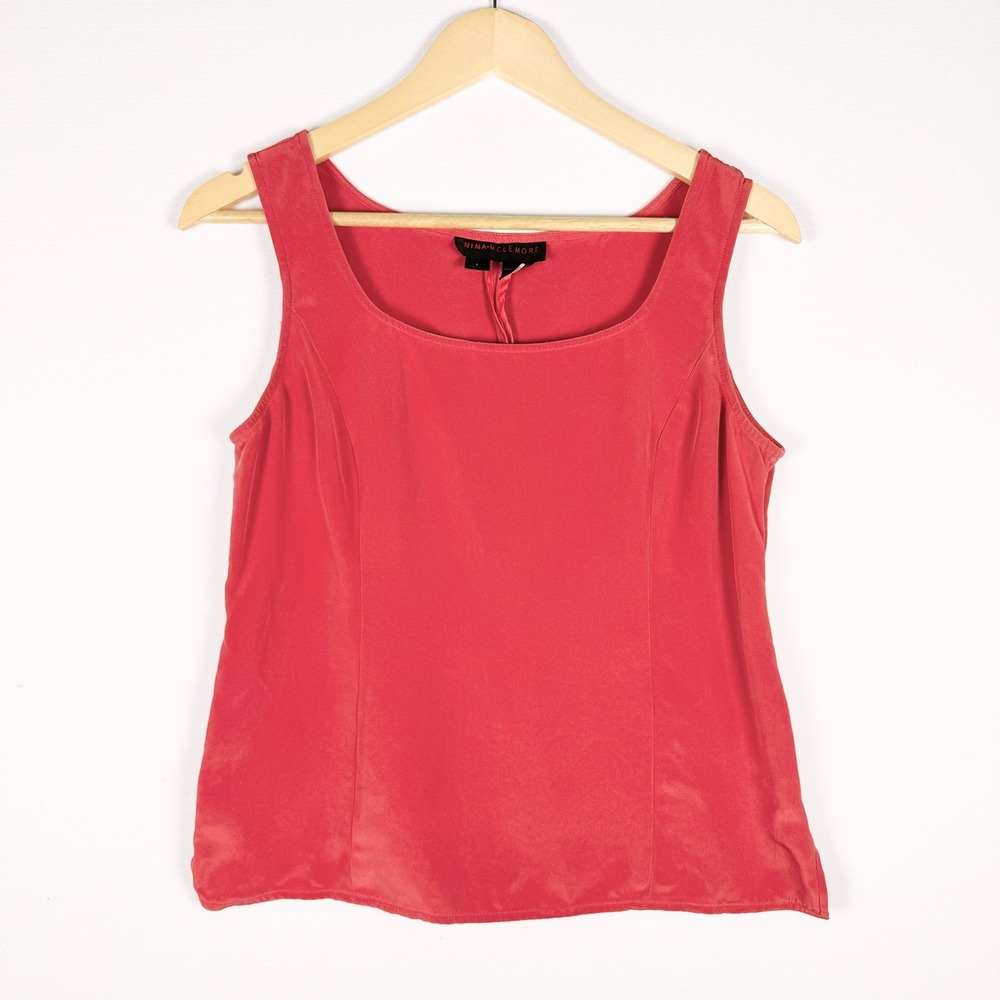 Nina McLemore 100% Silk Tank Top Womens 6 Sleeveless Shell Tank‎ Burnt Orange